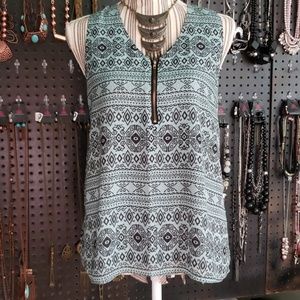 Tribal Print Sleeveless Blouse